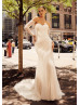 Ivory Pleated Tulle Chic Wedding Dress With Detachable Sleeves